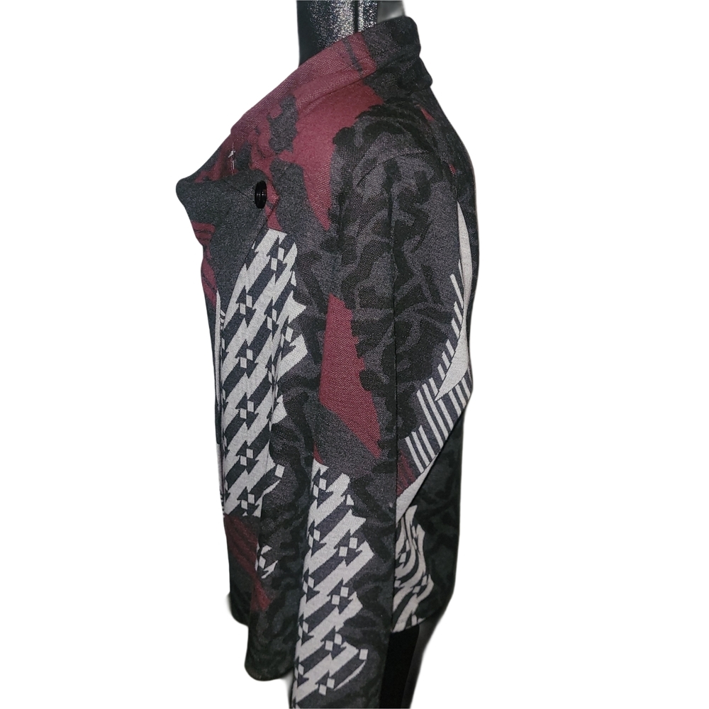 M.i.k.o Multi Color Patterned Cardigan With Off Center Button Closure L - Picture 5 of 7